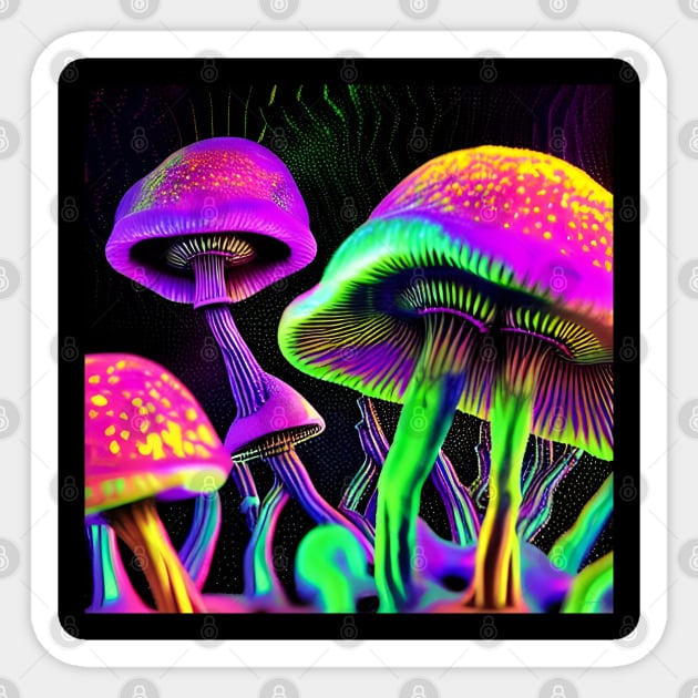 Shrooms Blacklight Poster Art 29 Sticker by Benito Del Ray